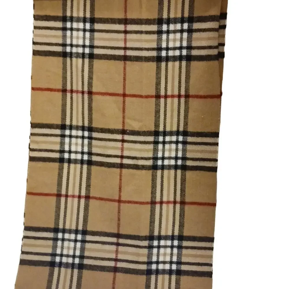 Nova Check Scarf Tan Black Plaid Checkered Soft Fringed‎ Quiet Luxury Classic